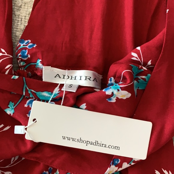 Adhira Aura Red Floral Maxi Dress w/Side Slits NWT - Picture 15 of 15